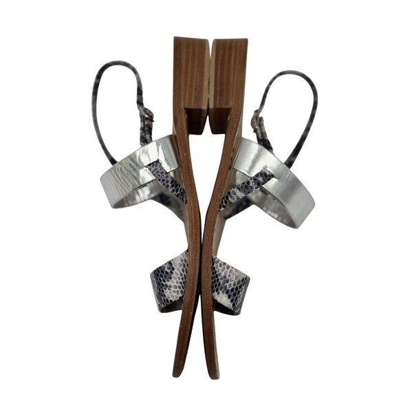 Made in Italy Il Sandalo Caprese 39 ,8 Snakeskin Silver Leather Handmade Sandals - Picture 9 of 13